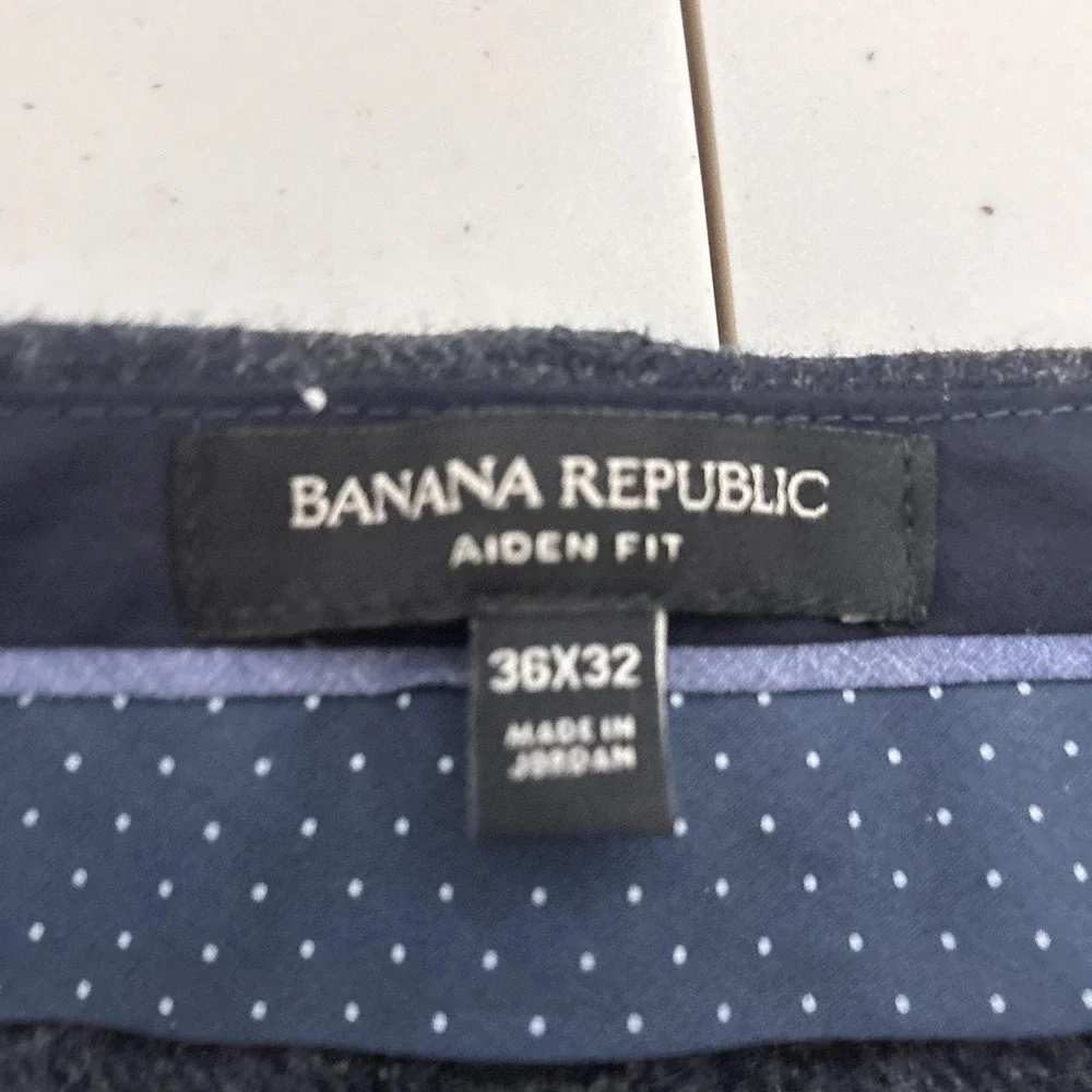 Banana Republic Pants 36x32 Aiden Fit Nova Fides Italian Wool Blue Plaid Flannel